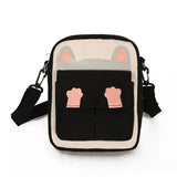 Small Square Bag Cat Student Canvas Messenger Mobile Phone P