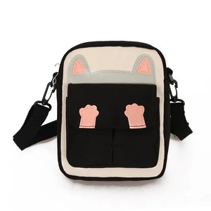 Small Square Bag Cat Student Canvas Messenger Mobile Phone P