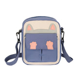 Small Square Bag Cat Student Canvas Messenger Mobile Phone P