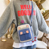 Small Square Bag Cat Student Canvas Messenger Mobile Phone P