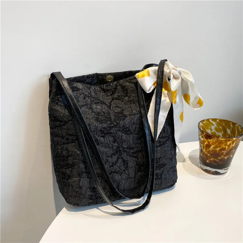 Large Capacity Vintage Women's Tote Bag Solid Handbag