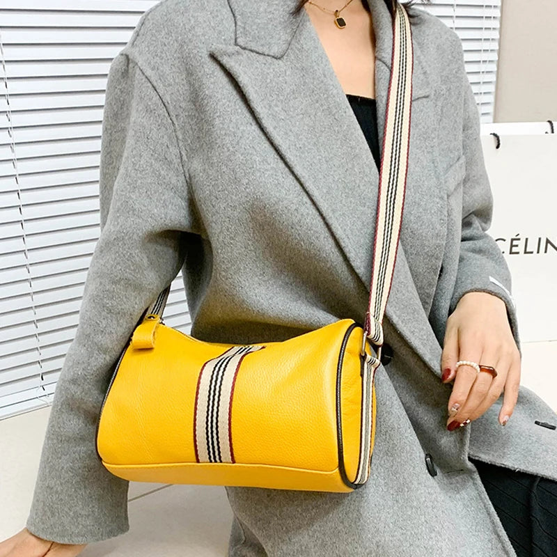 Distressed Leather Shoulder Bag for Women