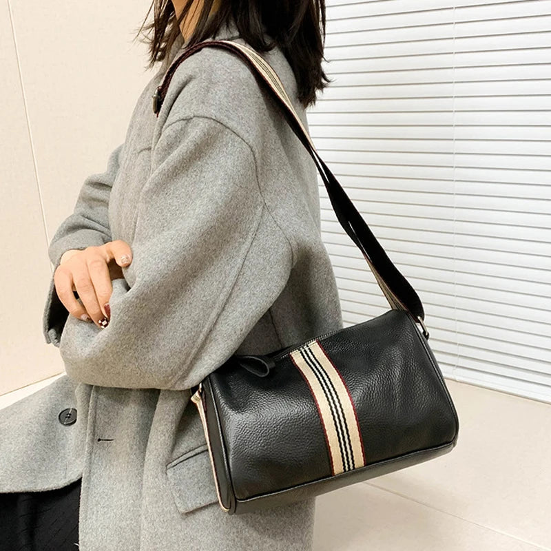 Distressed Leather Shoulder Bag for Women