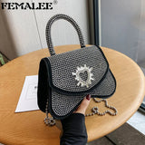 Women's Crystal Decor Crossbody Bag Full Of Diamonds Purse