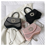 Women's Crystal Decor Crossbody Bag Full Of Diamonds Purse
