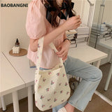 Floral Women Handbag Portable Eco Reusable Cotton Ladies Shopping Bag