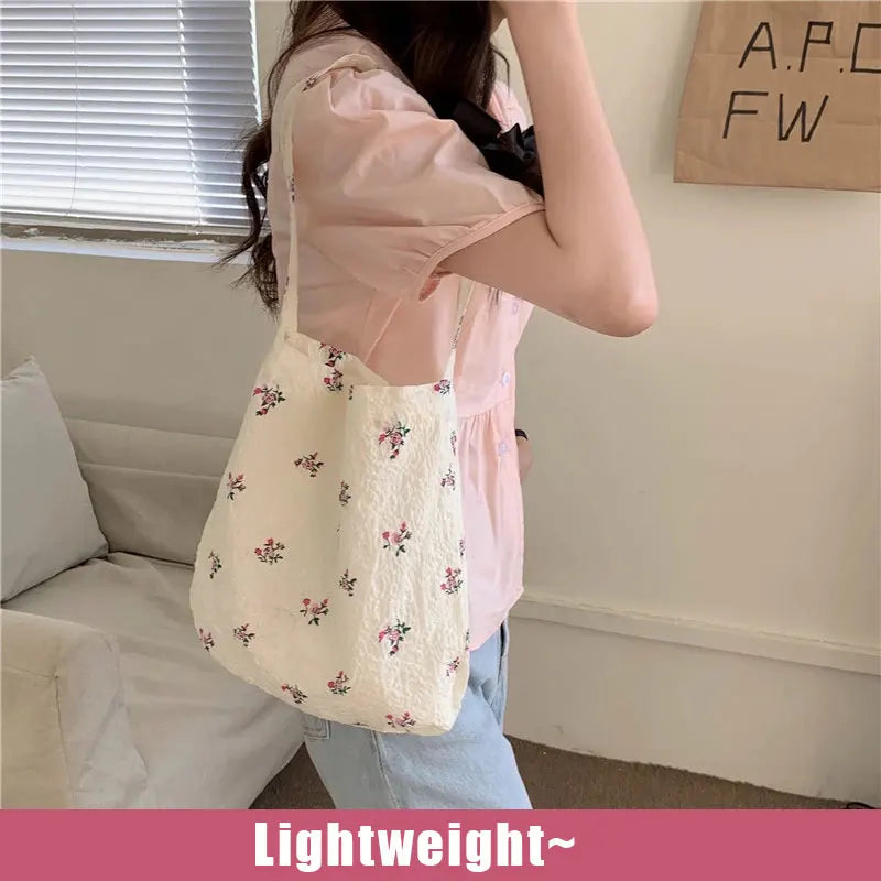Floral Women Handbag Bags Portable Eco Reusable Cotton Ladies Shopping Bag
