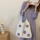 Flowers Shoulder Bags Women Underarm Canvas Bag