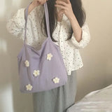 Flowers Shoulder Bags Women Underarm Canvas Bag