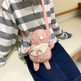 Girl Bear Small Bag Female Cartoon Messenger Bag Doll Shoulder Bag Fanny Packs