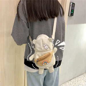 Girl Bear Small Bag Female Cartoon Messenger Bag Doll Shoulder Bag Fanny Packs