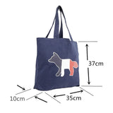 Fox Print Canvas Tote Bag Women Shoulder Handbag Large Shopping Bag