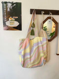 Rainbow Striped Shoulder Bag Tote Handbag