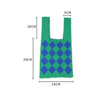 Ins Rhombus Knitted Women Handbag Diamond Lattice Tote Bag