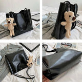 Large Capacity PU Leather Women Shoulder Bags Hasp Retro Texture Office Lady Tot