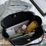 Large Capacity PU Leather Women Shoulder Bags Hasp Retro Texture Office Lady Tot