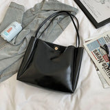 Large Capacity PU Leather Women Shoulder Bags Hasp Retro Texture Office Lady Tot