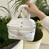 Ins Fire Dot Quilting Cosmetic Bag Large Capacity Tofu Bag