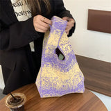 Gradient Knit Tote Bag Large Capacity Shoulder Bag