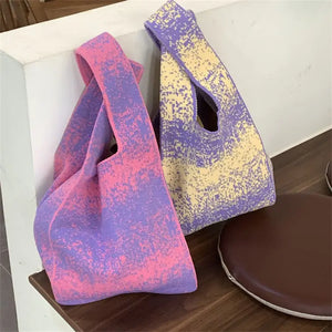 Gradient Knit Tote Bag Large Capacity Shoulder Bag