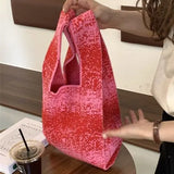 Gradient Knit Tote Bag Large Capacity Shoulder Bag