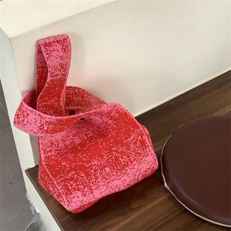 Gradient Knit Tote Bag Large Capacity Shoulder Bag