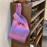Gradient Knit Tote Bag Large Capacity Shoulder Bag