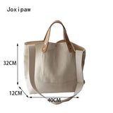 Large Canvas Tote Bag Women Solid Shoulder Handbag Casual Purse
