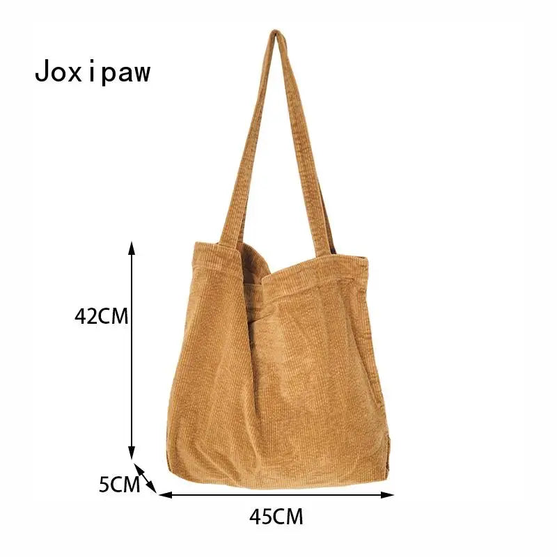 Large Capacity Corduroy Shopping Shoulder Bag for Women