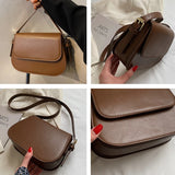 Large Capacity Flap Bag Women Solid PU Leather Crossbody Bag
