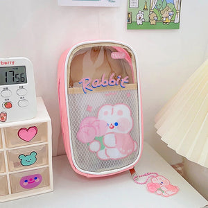 Large Capacity Pencil Case Transparent Stationery Bag Cartoon Pencil Box