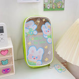 Large Capacity Pencil Case Transparent Stationery Bag Cartoon Pencil Box