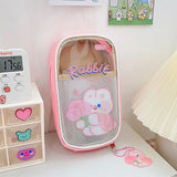 Large Capacity Pencil Case Transparent Stationery Bag Cartoon Pencil Box