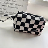 Lattice Makeup Organizer Bag Canvas Cosmetic Pouch Zipper Beauty Case