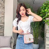 Plaid Shoulder Bag Mini Square Crossbody Bag