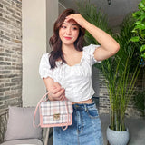 Plaid Shoulder Bag Mini Square Crossbody Bag