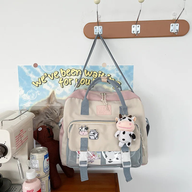 Multifunctional Backpack Teen Girl Cow Travel Bag Small School Bags