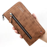 Men's Leather Zipper Long Wallet Large Capacity Handbag