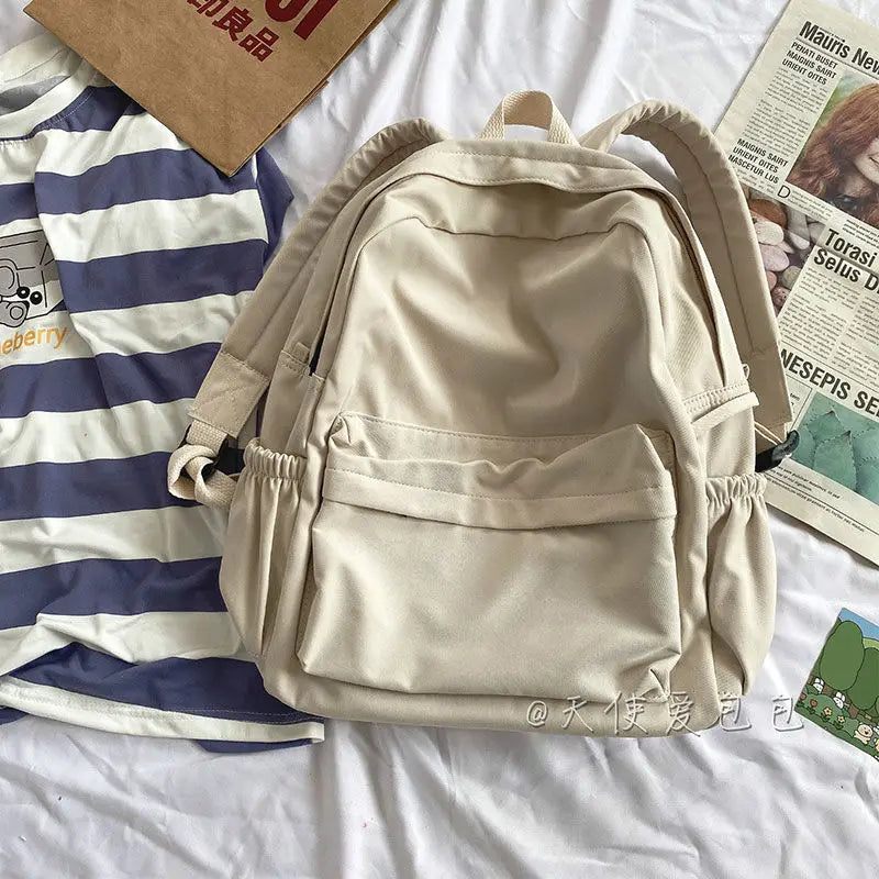 Mori-girl Backpacks Solid School Couple Large Capacity Waterproof Nylon Bags