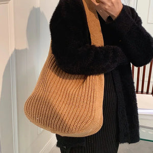 Large-capacity Knitting Shopping Bag Women Totes Purses
