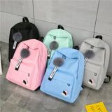 Casual Canvas Backpack for Teen Girls Preppy Style School Bag