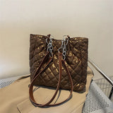 Large Women's Winter Shoulder Bag with Chain Strap