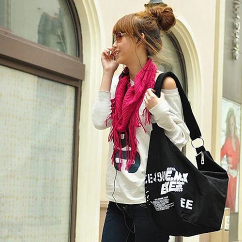 Canvas Crossbody Bag Women Irregular Handbag Large Casual Messenger Bag