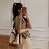 Canvas Bucket Shoulder Bag Large Capacity Crossbody Bag