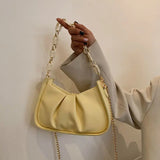 Pleated Shoulder Bag Women Chain Handbag Ladies Zipper Crossbody