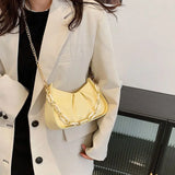 Pleated Shoulder Bag Women Chain Handbag Ladies Zipper Crossbody
