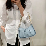 Pleated Shoulder Bag Women Chain Handbag Ladies Zipper Crossbody