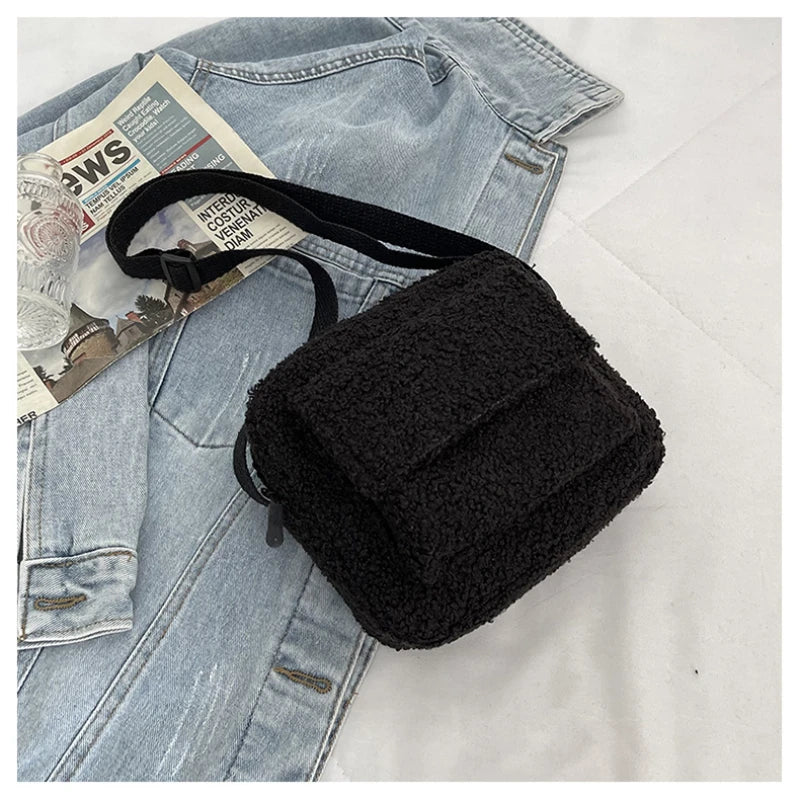 Plush Women's Shoulder Crossbody Bag Small Fluffy Fur Winter F