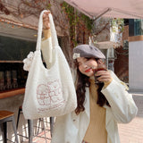 Large Women's Shoulder Shopper Bag Fur Autumn Winter Handbag