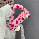 Winter Strawberry Bear Plush Shoulder Bag for Women